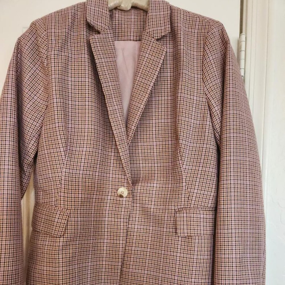 Soft pink plaid jacket NWOT